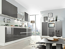 Design Küche in Quarzgrau Hochglanz und Lack Weiß Design Küche in Quarzgrau Hochglanz und Lack Weiß