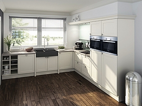 moderne Landhausküche in Magnolie mit Spülstein moderne Landhausküche in Magnolie mit Spülstein