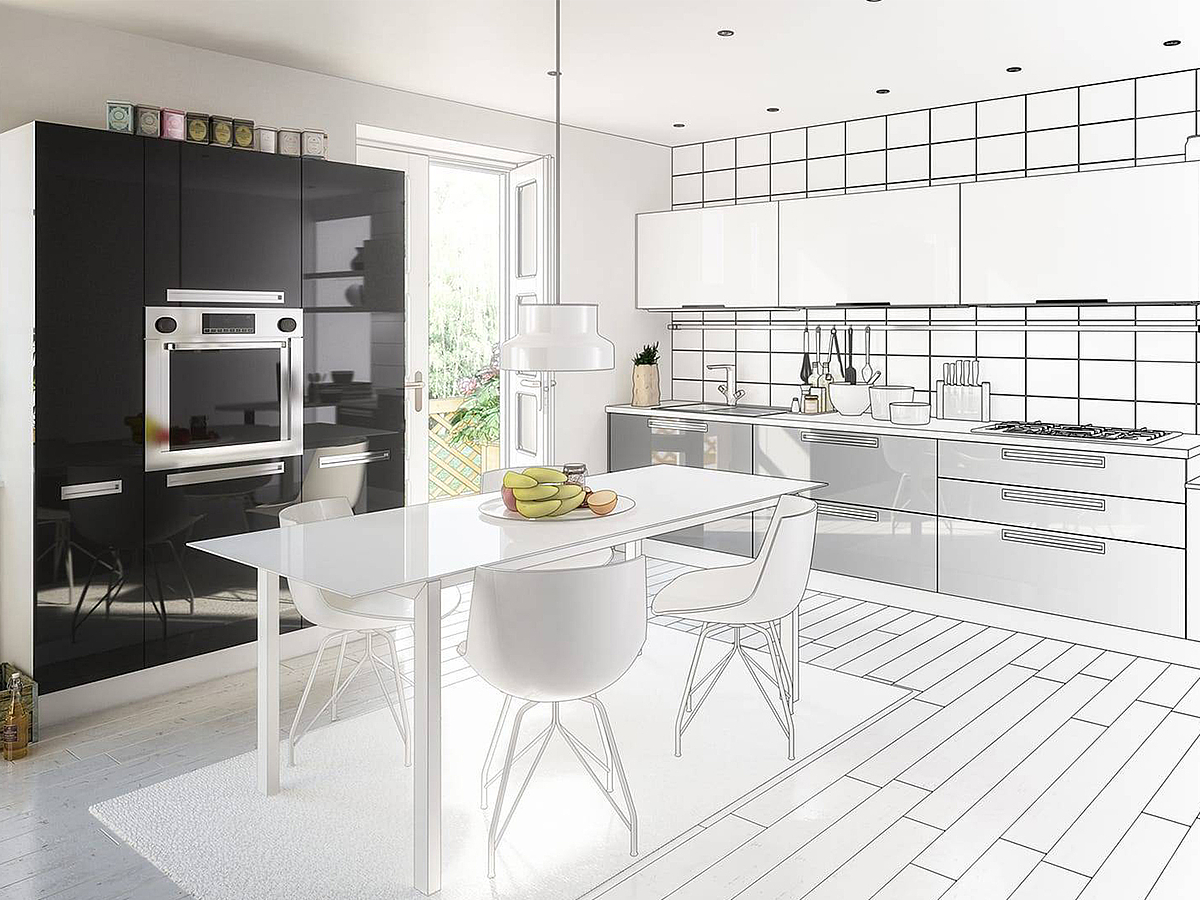 Einrichtungsplanung - Entwurf von einer Küche