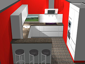 Moderne Einbauküche mit Sitzecke