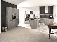Design Küche in Optik Spachtelbeton Perlgrau und Weiß Design Küche in Optik Spachtelbeton Perlgrau und Weiß