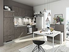 moderne Küche mit Spachteltechnik Basalt und Moonlight grey seidenmatt moderne Küche mit Spachteltechnik Basalt und Moonlight grey seidenmatt